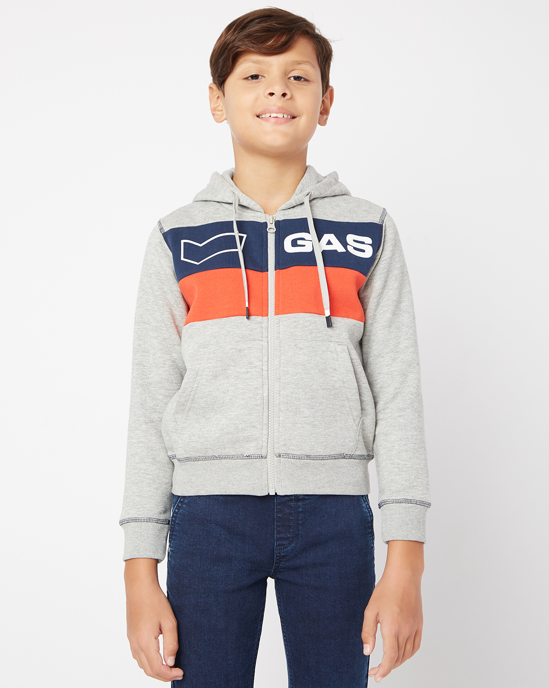 Gas Kids Boys Grey Printed Sweatshirt